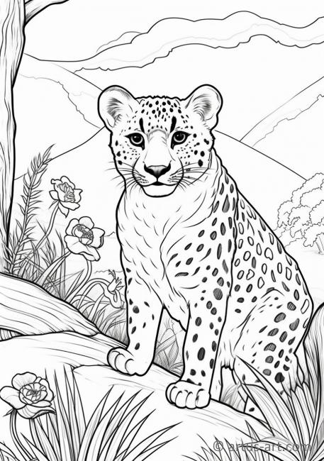 Pagină de colorat cu ghepard